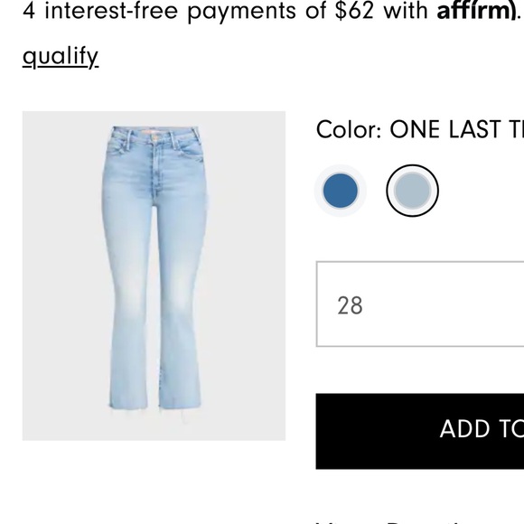 MOTHER Light Blue Ankle & Cropped Jeans - Picture 2 of 6